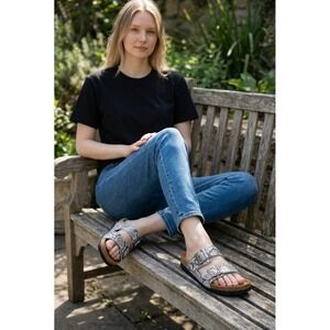 Naot Santa Barbara Snakeskin Leather Slide Sandals Gray White EU 41 US 10 L10-M8